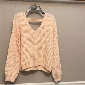 Pink Republic Soft Peach V-Neck Sweater